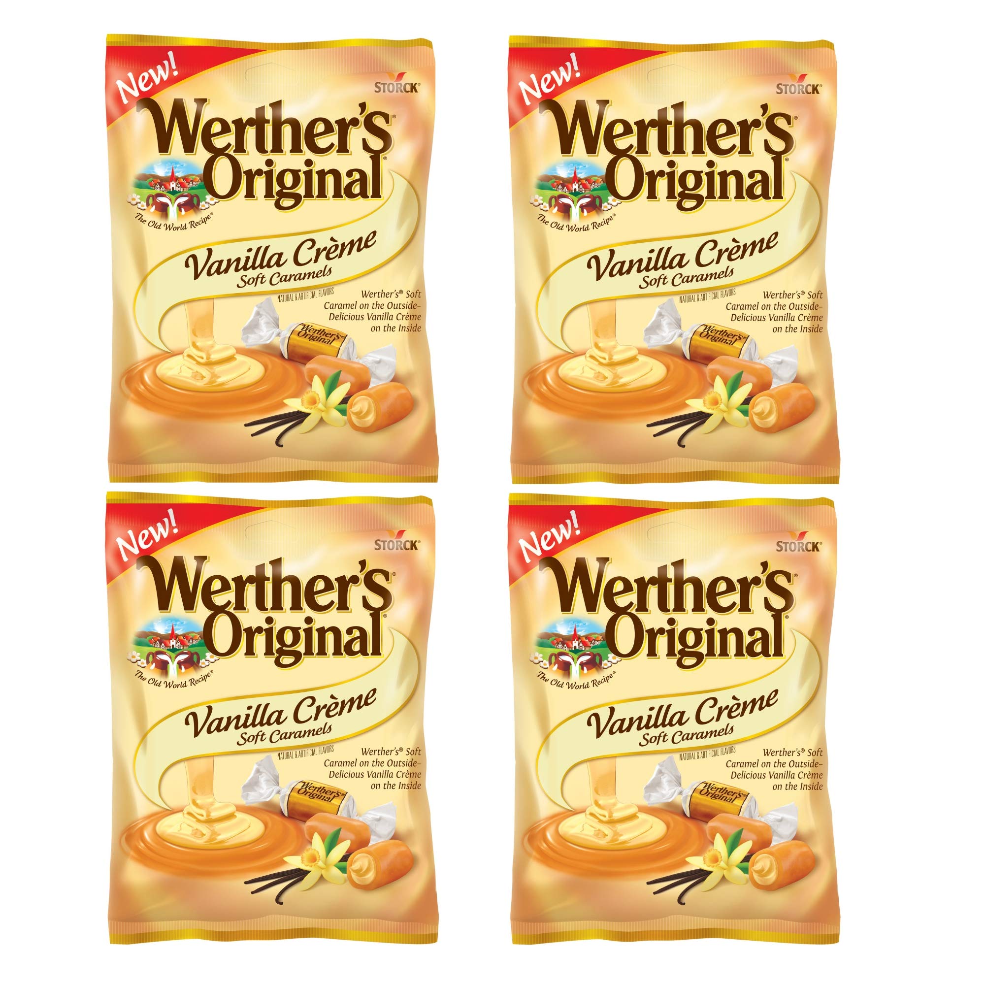 Werther's Original Original Vanilla Vanilla Creme Soft Caramels Individually Wrapped Soft & 4.51 oz (Pack of 4)